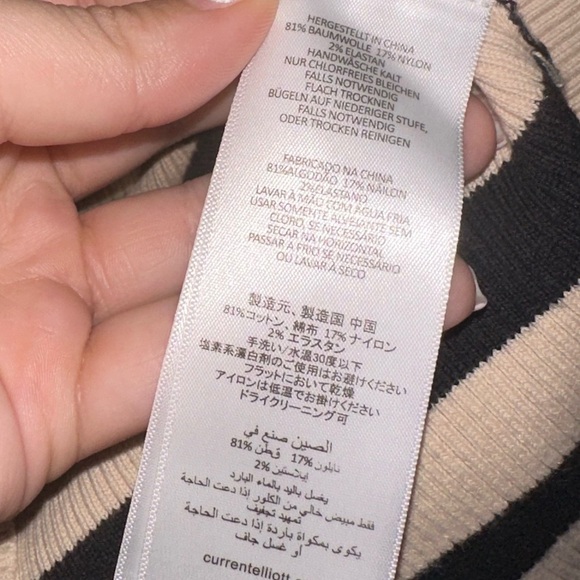 Current/Elliott womens Black and Cream Striped ribbed sweater 2 M fall winter - Picture 4 of 8